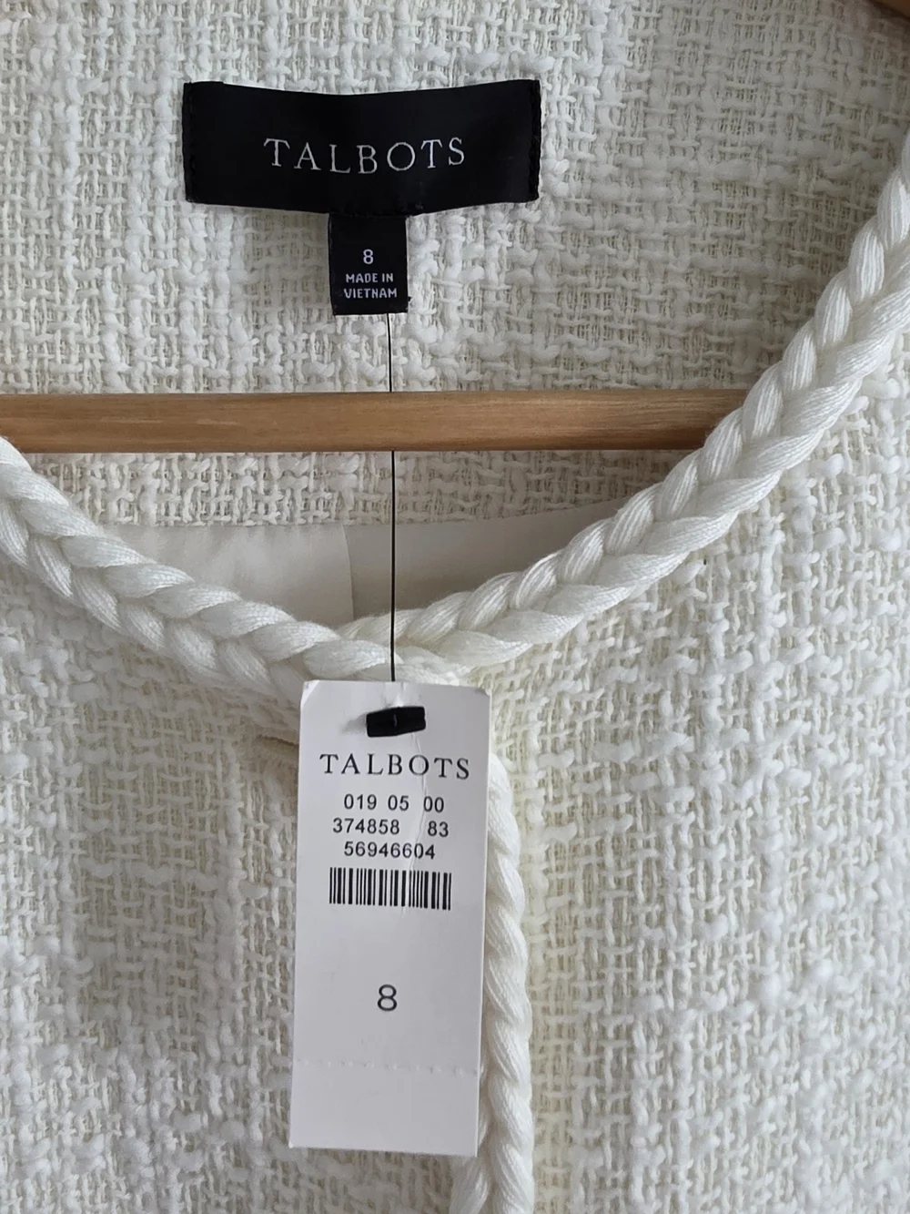 Talbots Ivory Tweed Braided-Trim Jacket with Gold Buttons - Picture 2 of 4